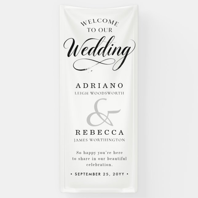 Elegant Personalised Wedding Welcome Banner (Vertical)