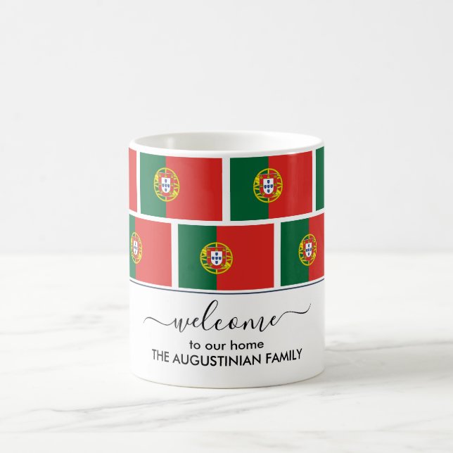 Elegant Personalised Welcome PORTUGAL FLAG Coffee Mug (Center)
