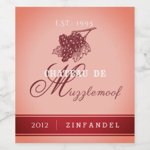 Elegant Personalised White Zinfandel Coloured Wine Label