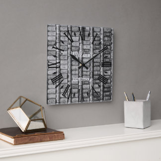 Elegant Personalised Wine Cork Square Wall Clock