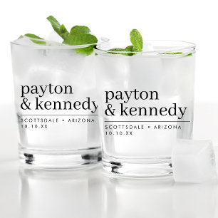 Elegant Personalised With Name Wedding Reception Whiskey Glass