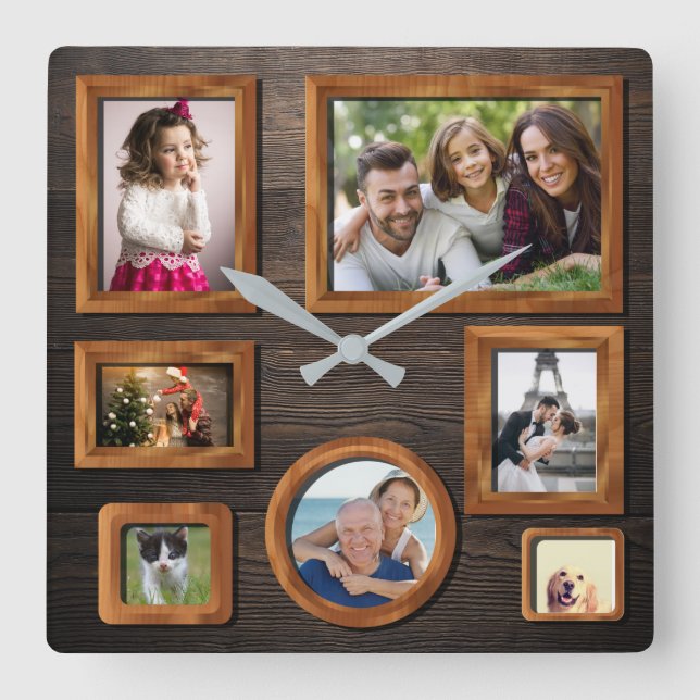 Elegant personalised wood photo frames wood Clock (Front)
