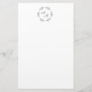 Elegant personalizable monogram wreath letter stationery