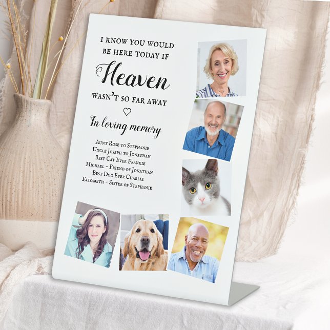 Elegant Personalize Photo Heaven Wedding Memorial Pedestal Sign (Creator Uploaded)