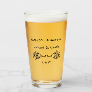 Elegant Personalized 30th Wedding Anniversary Gift Glass