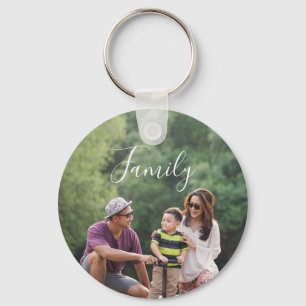Elegant Personalized Family Two Photo Monogram  Key Ring