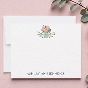 Elegant Personalized Floral Notecards Stationery