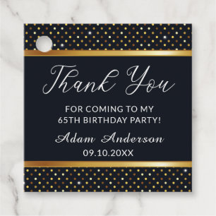 Elegant Personalized Gold&Black 65th Birthday Favour Tags