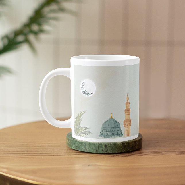 Elegant Personalized Masjid An-Nabawi Eid Mubarak  Large Coffee Mug (Creator Uploaded)