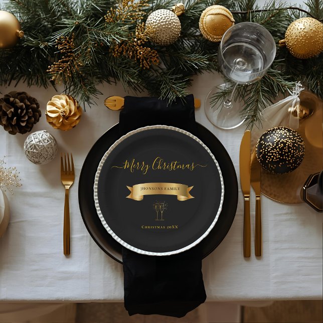 Elegant Personalized Merry Christmas Paper Plates (Creator Uploaded)