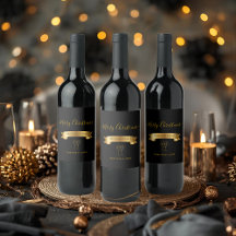 Elegant Personalized Merry Christmas Wine Label