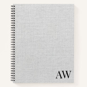Elegant Personalized Minimalist Linen Name Intials Notebook