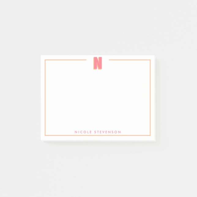 Elegant Personalized Monogram 3D Letter N Initial  Post-it Notes (Front)