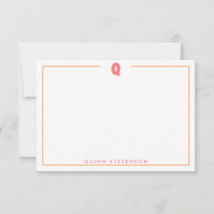 Elegant Personalized Monogram 3D Letter Q Initial Card