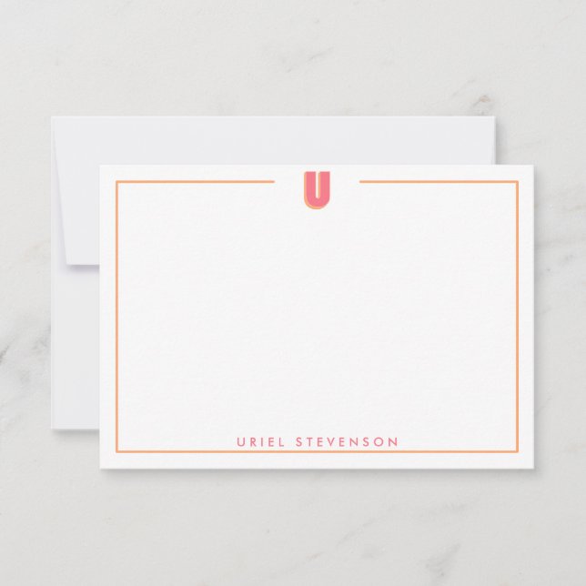 Elegant Personalized Monogram 3D Letter U Initial  Card (Front)