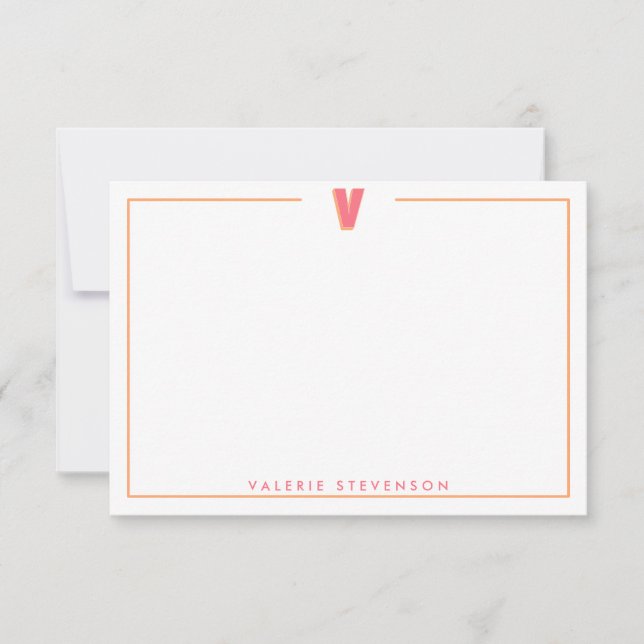 Elegant Personalized Monogram 3D Letter V Initial  Card (Front)