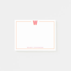 Elegant Personalized Monogram 3D Letter W Initial Post-it Notes