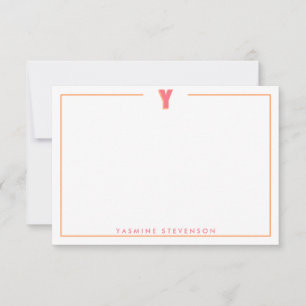 Elegant Personalized Monogram 3D Letter Y Initial Card