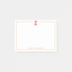Elegant Personalized Monogram 3D Letter Z Initial Post-it Notes