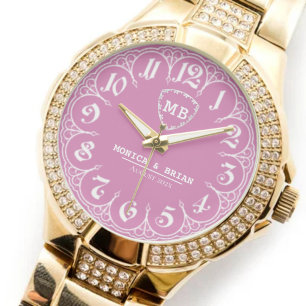 Elegant Personalized Monogram Perfect Gift pink Watch