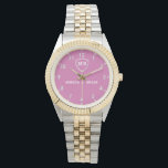 Elegant Personalized Monogram – Romantic Couple’s  Watch<br><div class="desc">Elegant Personalized Monogram – Romantic Couple’s Gift Celebrate love with this custom monogram watch, designed for couples who cherish timeless elegance. Featuring a soft pink background with beautiful white letters, this romantic wedding keepsake is the perfect personalized anniversary gift for newlyweds, engagements, or special milestones. This luxury floral monogram watch...</div>