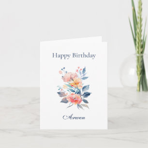 Elegant Personalized Name Floral Arwen Card