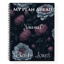 Elegant Personalized Name Peonies Journal Notebook
