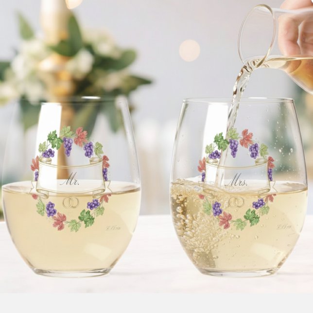 Elegant Personalized Stemless Wine Glass Set of 2 (Creator Uploaded)