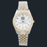 Elegant Personalized White & Black Monogram custom Watch<br><div class="desc">Elegant Personalized White & Black Monogram Watch Add a touch of sophistication with this custom name monogram wristwatch, featuring a sleek white and black design. This personalized timepiece is perfect for everyday wear, special occasions, or as a meaningful custom gift. family boho basic, photos typography, modern, sharp retro, vintage, ✨...</div>