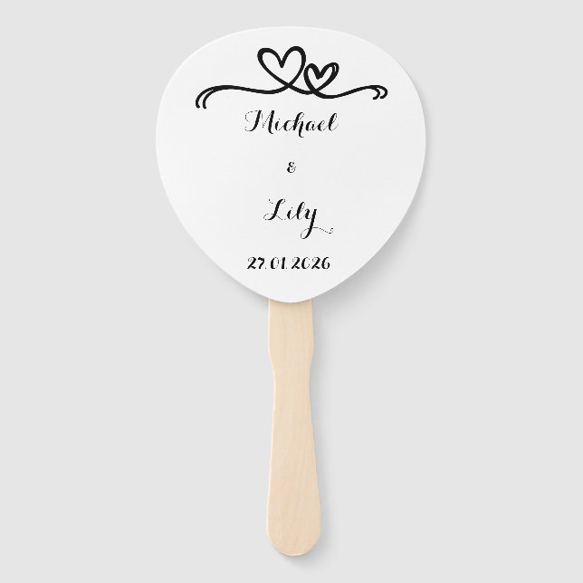 Elegant Personalized White wedding  Hand Fan (Front)
