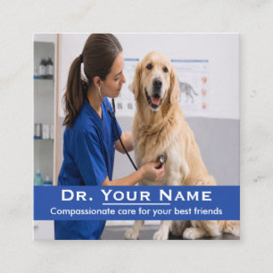 Elegant Pet Care Vet Photo & Clinic Square Business Card