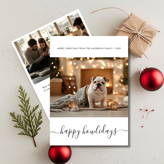 Elegant Pet Christmas Doggie Happy Howlidays Photo Holiday Card (Creator Uploaded)