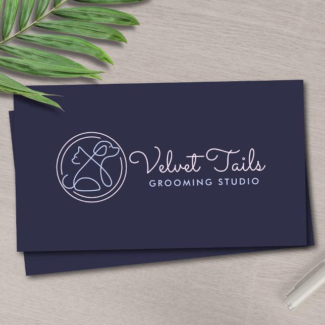Elegant Pet Groomer Customisable Cat & Dog Logo Business Card (Creator Uploaded)