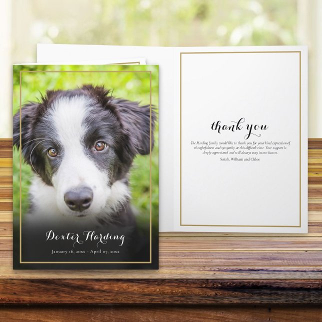 Elegant Pet Loss Sympathy Photo Thank You Card (Creator Uploaded)