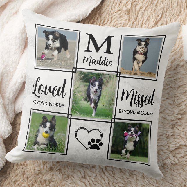 Elegant Pet Memorial Personalise Dog Photo Collage Cushion (Creator Uploaded)