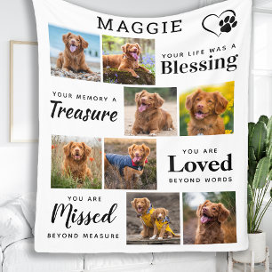 Elegant Pet Memorial Personalised 8 Photo Collage Fleece Blanket