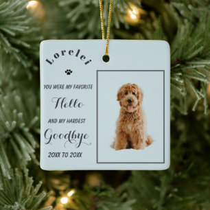 Elegant Pet Memorial Photo Tribute2 Sympathy Quote Ceramic Ornament