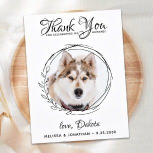 Elegant Pet Photo Dog Foliage Wedding Thank You Postcard