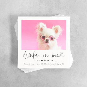 Elegant Pet Photo Dog Wedding   Drinks On Me Napkin