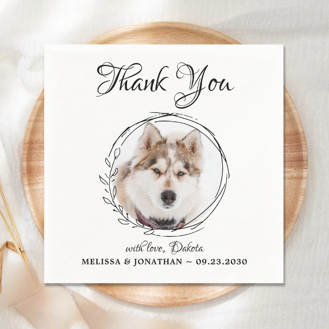 Elegant Pet Photo Thank You Dog Wedding Napkin (Creator Uploaded)