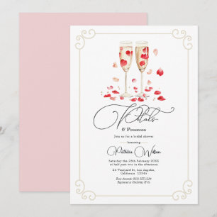 Elegant Petals and Prosecco Bridal Shower Invitation