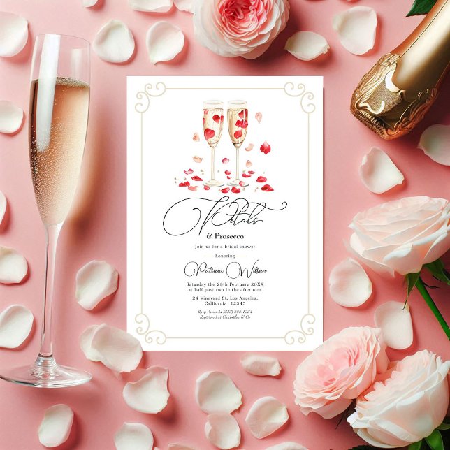 Elegant Petals and Prosecco Bridal Shower Invitation (Elegant Petals and Prosecco Bridal Shower Invitation)