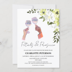 Elegant Petals and Prosecco  Bridal Shower Invitation