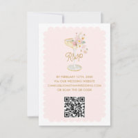 Elegant Petals and Prosecco QR Code RSVP Card