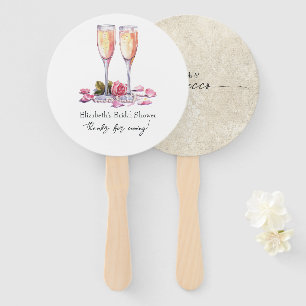 Elegant Petals, Pearls and Prosecco Bridal Shower Hand Fan