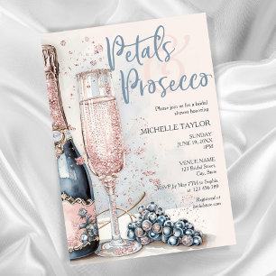 Elegant Petals & Prosecco Boho Blush Pink Summer Invitation