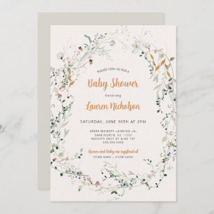 Elegant Petite Wildflower baby shower  Invitation