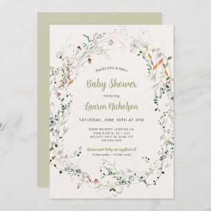 Elegant Petite Wildflower baby shower  Invitation