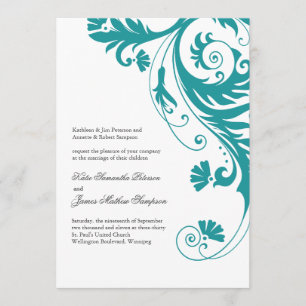 Elegant Petrol Wedding Invitations