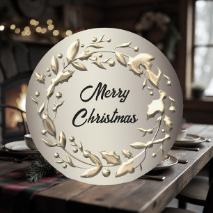 Elegant Pewter and Pale Gold Christmas Holiday Card